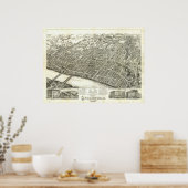 スプリングフィールド質量1875アンティークパノラママップ ポスター (キッチン)