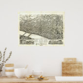 スプリングフィールド質量1875アンティークパノラママップ ポスター (キッチン)