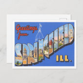 スプリングフィールド，イリノイヴィンテージ大文字葉書 ポストカード (正面/裏面)