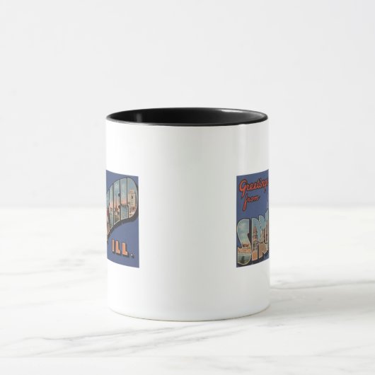 スプリングフィールド,イリノイ – ラージレターのシーン マグカップ (中央)