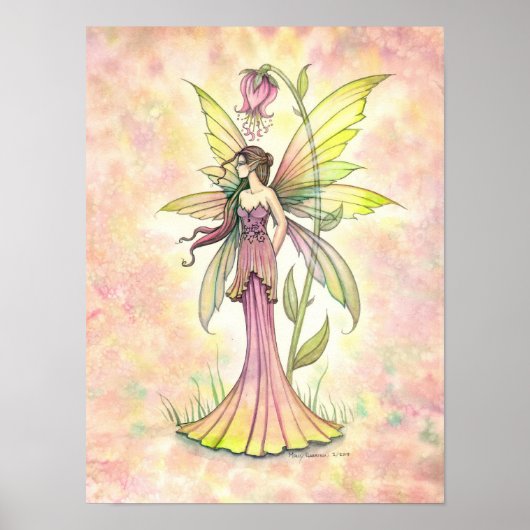 スプリングフラワーフェアリーファンタジー水彩画 ポスター (正面)