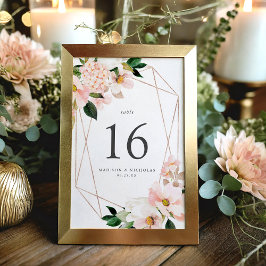 スプリングブラッシュフラワージオメトリックフレームウェディング テーブルナンバー