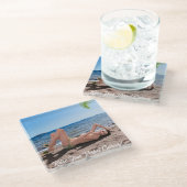 スプリングブレイクガールオンサンディビーチ ガラスコースター (アングル)