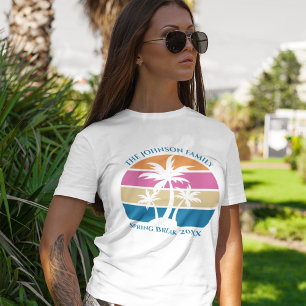 スプリングブレイクトリップビーチサンセットカスタムファミリー Tシャツ
