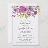 スプリングブロッサム　フラワープチ　パープルピンクの桃のブライダルシャワー 招待状 (正面)
