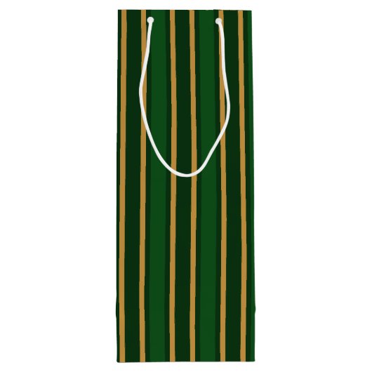 スプリングボックグリーンと金ゴールドキャンディストライプー ワインギフトバッグ (裏面)
