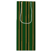 スプリングボックグリーンと金ゴールドキャンディストライプー ワインギフトバッグ (正面)