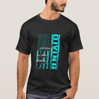 スプリングボードダイビングUSAアメリカスプリングボードダイバーW Tシャツ