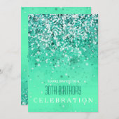 スプリングリージョモダンイアクアグリーングリッターパーティー 招待状 (正面/裏面)