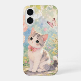 スプリング子猫蝶々スマホケース iPhone 16ケース