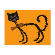 スプリング式 黒猫 ハロウィン装飾