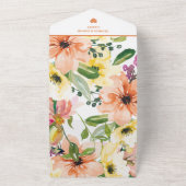 スプリング オレンジ フローラル ティアオフ オールインワン招待状 (外側)