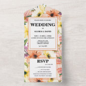 スプリング オレンジ フローラル ティアオフ オールインワン招待状 (内側)