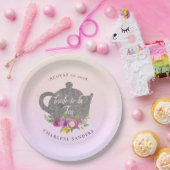 スプリング・ドーン ラナンキュラスとローズ オンブレ ブライダル ティー ペーパープレート (パーティー)