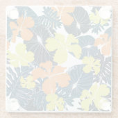 スプリング フロワリー ヴィンテージ フラワリー テクスチャ ガラスコースター (裏面)