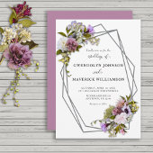 スプリング フローラル グリー ネオメトリック ウェディング 招待状