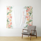 スプリング ブラッシュ ウォーターカラー フローラル II バックドロップ シャワー タペストリー (インサイチュ(横))
