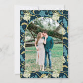 スプリング ブルー イエロー モリス フローラル アーチ フォト セーブザデート (裏面)