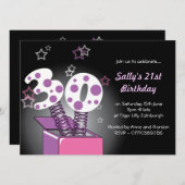 スプリング・ボックス 30歳の誕生日パーティー - ピンクとパープル 招待状 (正面/裏面)