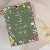 スプリング ボホーシック カラフルな野の花の結婚式 招待状