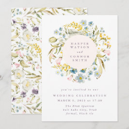 スプリング ボーホー ワイルドフラワー パンパス ウェディング リース 招待状