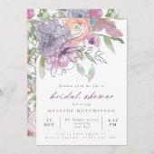 スプリング ライラック フローラル ブライダル シャワー 招待状 (正面/裏面)