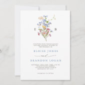 スプリング+ワイルドフラワーの草原の庭QRコードの結婚式   招待状 (正面)