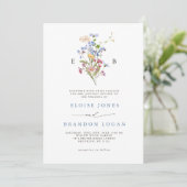 スプリング+ワイルドフラワーの草原の庭QRコードの結婚式 招待状 (スタンド正面)