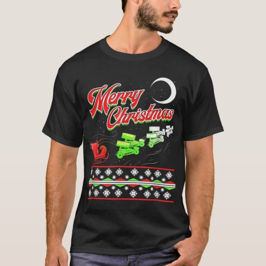スプリントのカーレースクリスマスサンタスレハイモータースパー Tシャツ (正面)