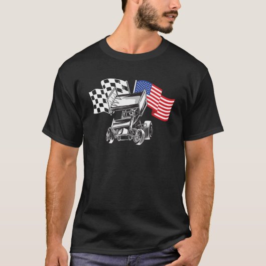 スプリントのカーレース米国国旗 Tシャツ (正面)
