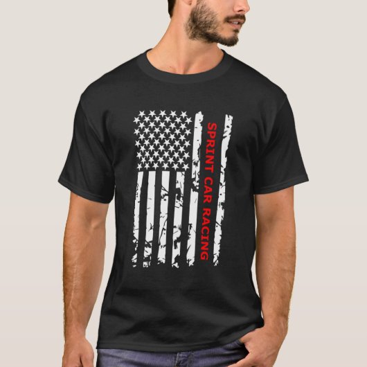 スプリントのカーレース米国国旗 Tシャツ (正面)