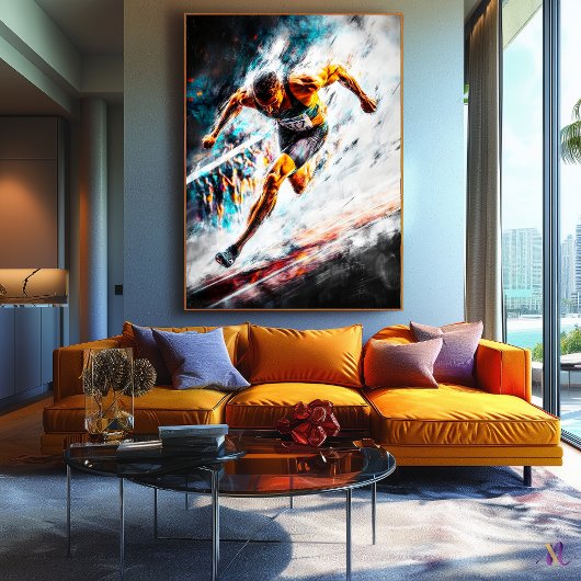 スプリントのチャンピオン – ダイナミックスポーツアートトラック&フィールド キャンバスプリント