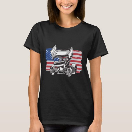 スプリントカーレースアメリカ国旗 Tシャツ (正面)