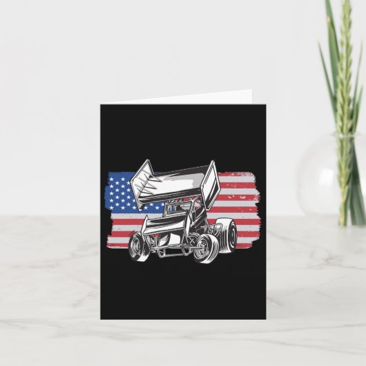 スプリントカーレース USA フラグ カード (正面)