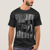 スプリント車レーシングブラックグレーアメリカンフラッグダートTr Tシャツ (正面)