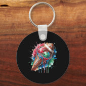 スプリン付きサッカードリップアイスクリームウォーターカラーコーン キーホルダー (正面)