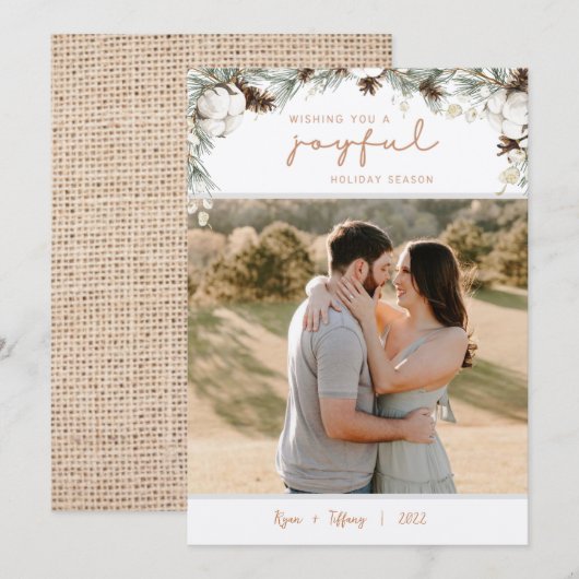 スプリース＆パインコーン 楽しいホリデー クリスマスカード 招待状 (正面/裏面)