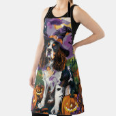 スプリ不気味ンガースパニエル犬ハロウィーンウィッチパンプキン エプロン (インサイチュ)