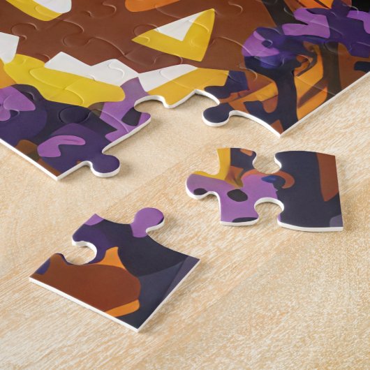 スプリ不気味ンガースパニエル犬ハロウィーンウィッチパンプキン ジグソーパズル (側面)