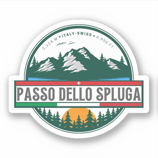 スプルガ峠 イタリア スイス 山岳地帯 オートバイ シール (正面)