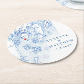 スプルスポイントメインマップブエレガントルー結婚式の引き出物 ラウンドペーパーコースター (アングル)