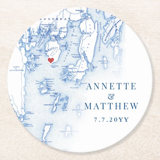 スプルスポイントメインマップブエレガントルー結婚式の引き出物 ラウンドペーパーコースター (正面)