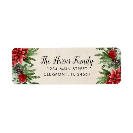 スプルチェピネコーンアンドポインセチア紙 ラベル (正面)