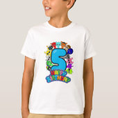 スプルンキ 5歳の誕生日おめでとう!サイモン・ファンボット・オレン Tシャツ (正面)