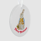 スプルースのぬか入りのバスケットを持つ可愛いクリスマスヘア オーナメント (正面)