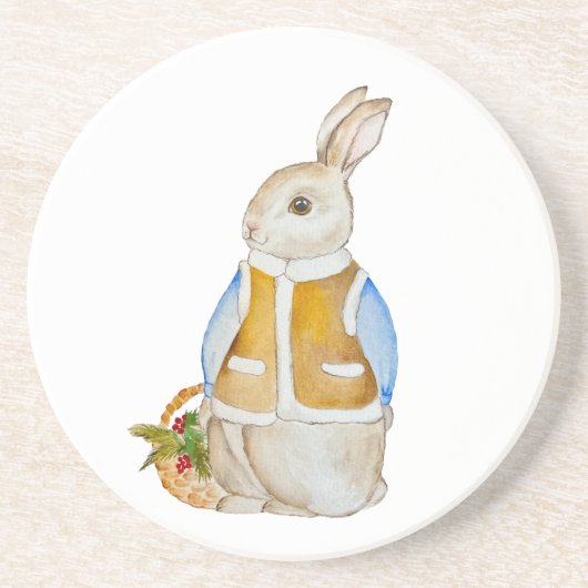 スプルースのぬか入りのバスケットを持つ可愛いクリスマスヘア コースター (正面)