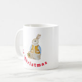 スプルースのぬか入りのバスケットを持つ可愛いクリスマスヘア コーヒーマグカップ (正面左)