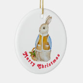 スプルースのぬか入りのバスケットを持つ可愛いクリスマスヘア セラミックオーナメント (右)