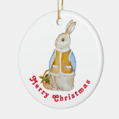 スプルースのぬか入りのバスケットを持つ可愛いクリスマスヘア セラミックオーナメント (左)