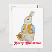 スプルースのぬか入りのバスケットを持つ可愛いクリスマスヘア ポストカード (正面/裏面)